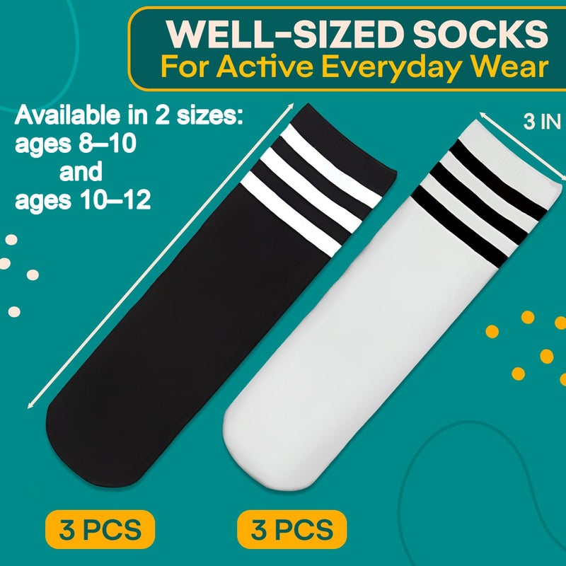 V TOWER Soccer Socks Girls - 6 Pcs Cotton Knee High Girl Soccer Sock 8-12 Years Old, Breathable & Soft Material, Easy to Wash, Elastic Long Socks for Girls- for Football, Basketball, Volleyball, Everyday Wea - Image 2